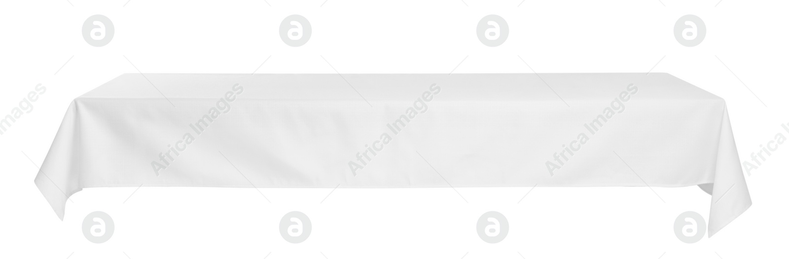 Photo of Table with white tablecloth isolated on white