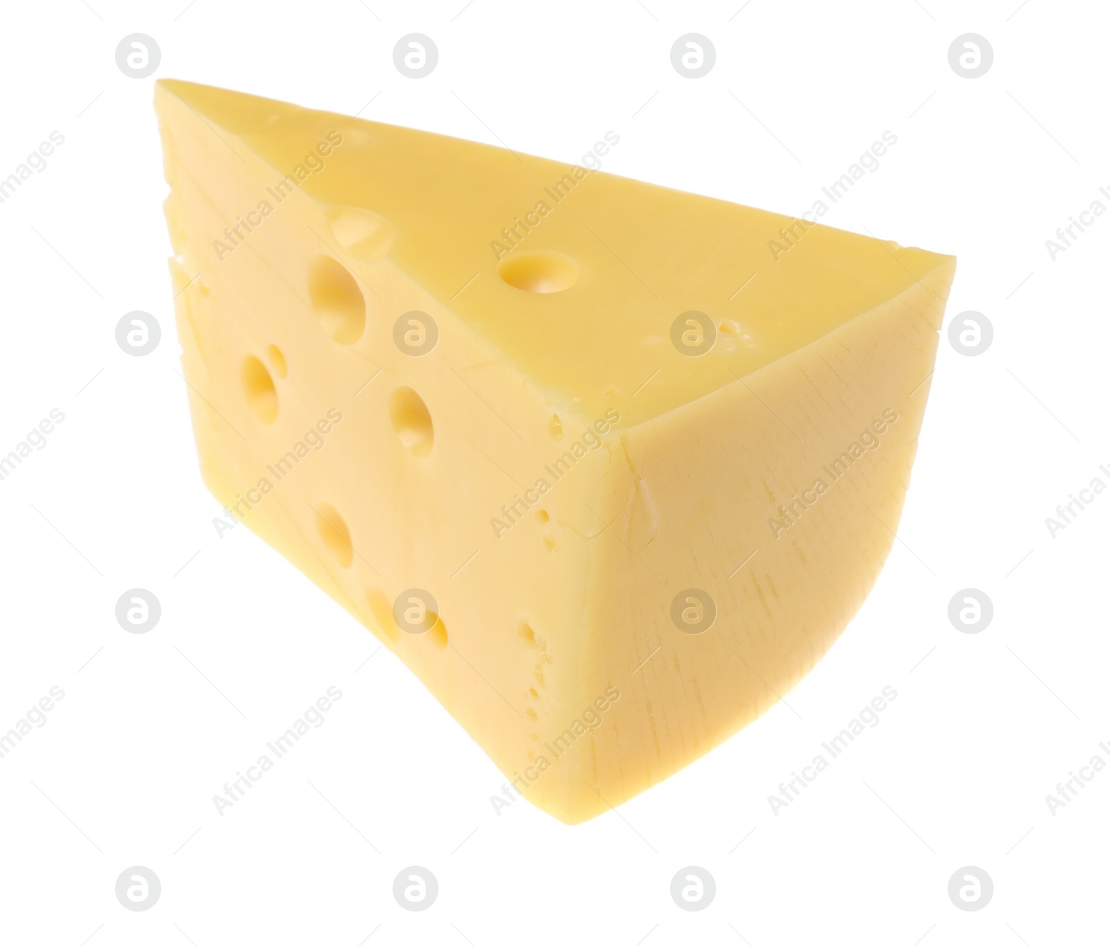 Photo of Piece of tasty cheese isolated on white