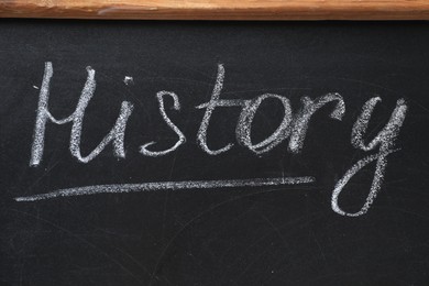 Word History written with chalk on blackboard