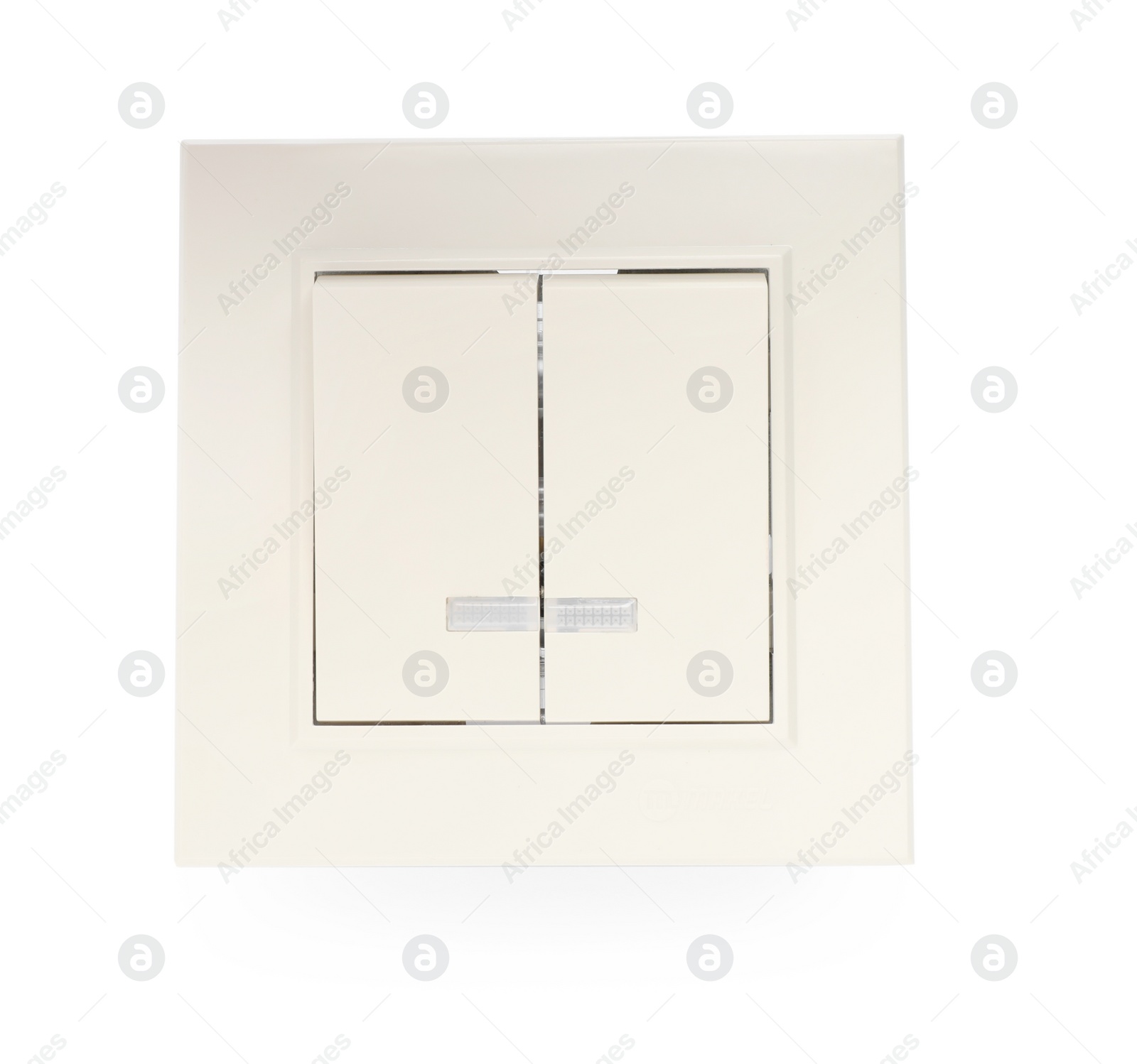 Photo of Modern plastic light switch isolated on white