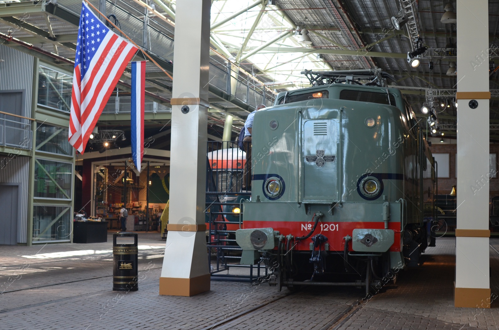 Photo of Utrecht, Netherlands - July 23, 2022: Electric locomotive on display at Spoorwegmuseum