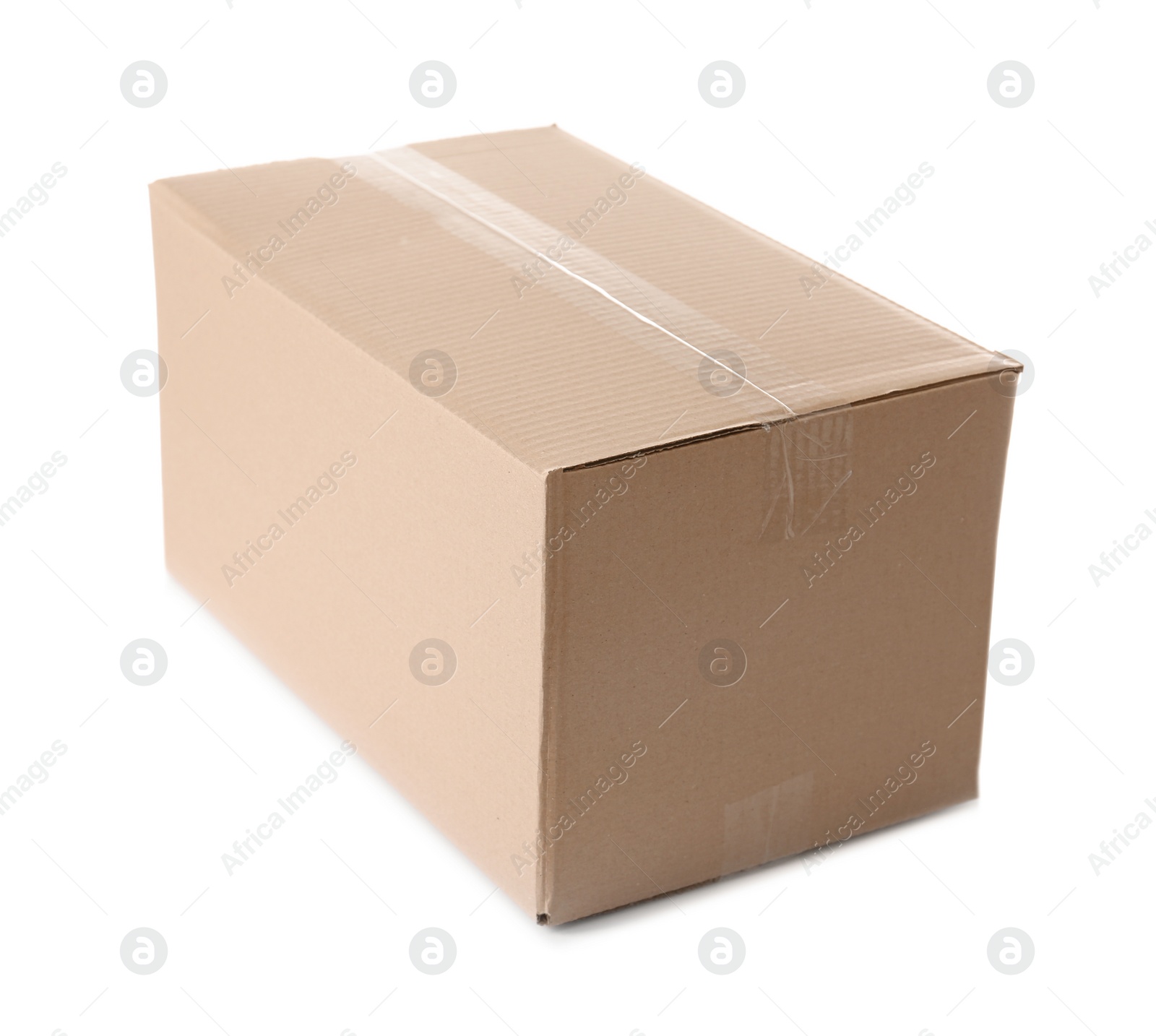 Photo of Cardboard box on white background. Mockup for design