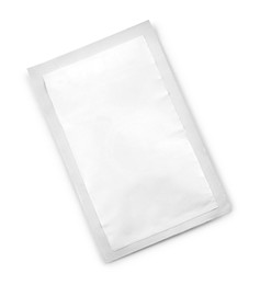 One blank medicine sachet isolated on white