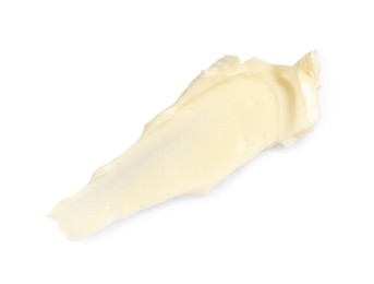 Photo of Tasty butter on white background, top view