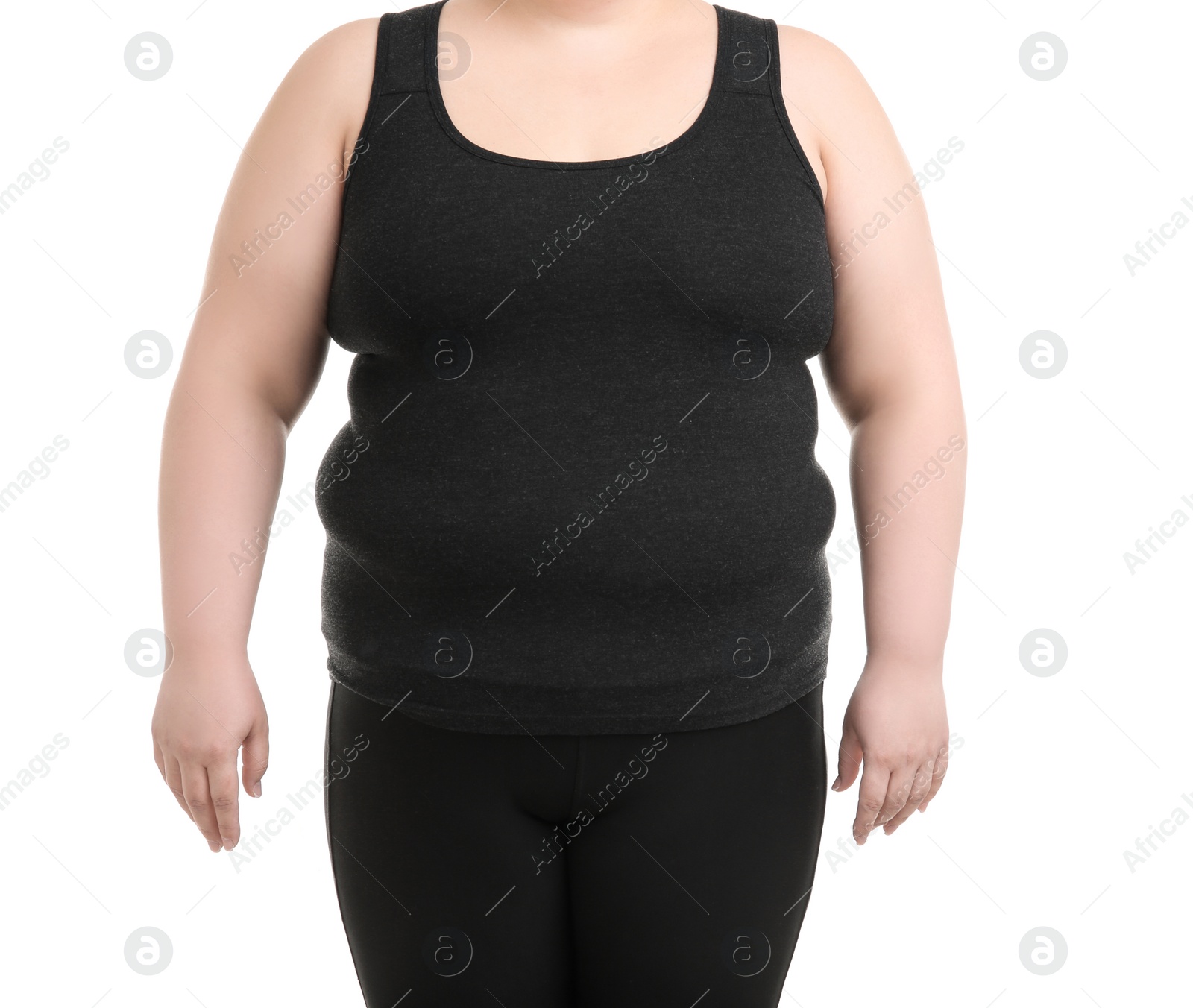 Photo of Overweight woman on white background