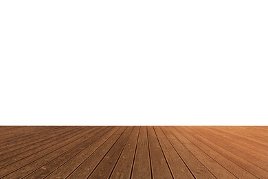 Empty wooden surface isolated on white. Mockup for design