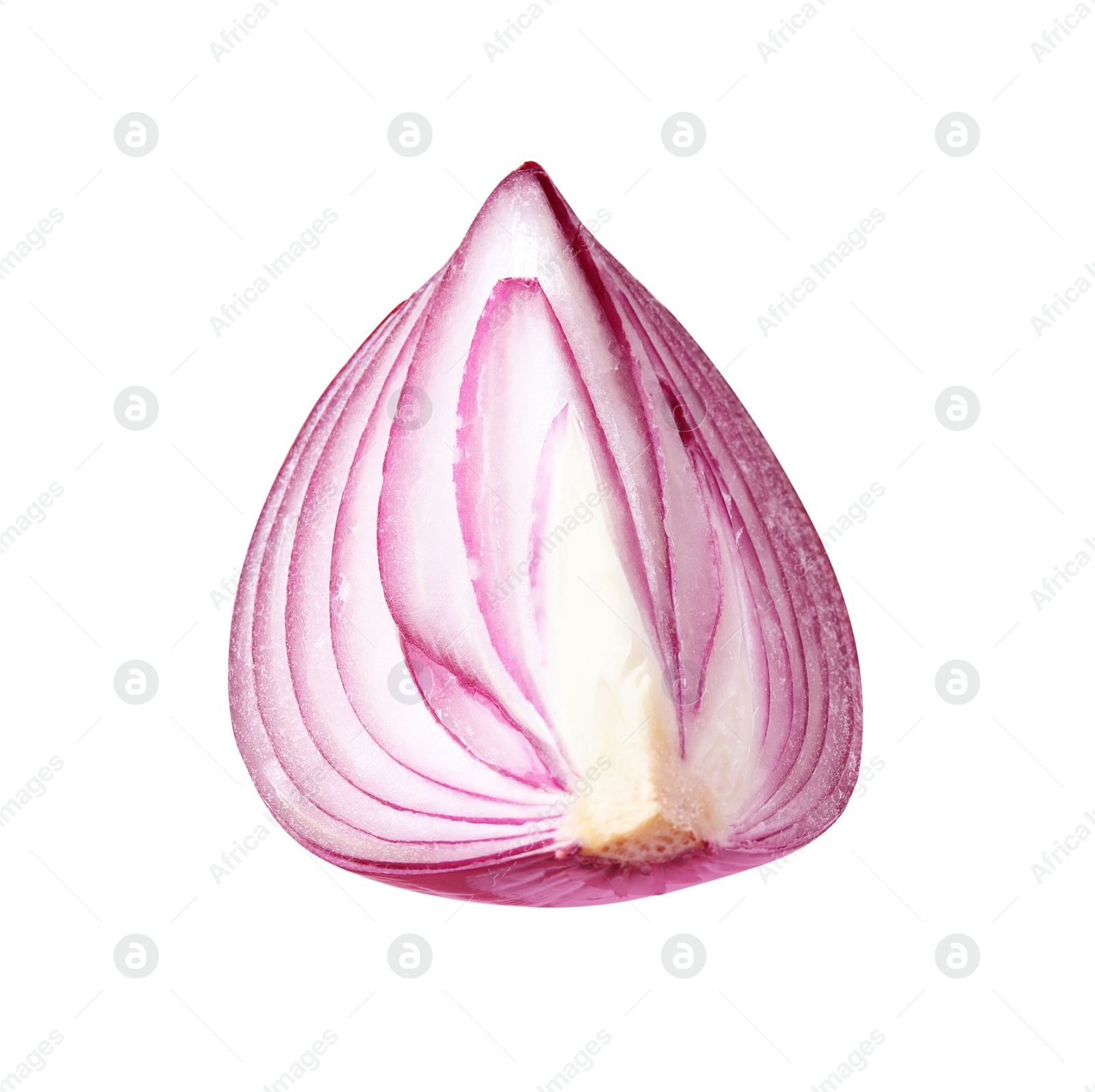 Photo of Fresh red ripe cut onion isolated on white