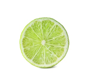 Photo of Half of fresh ripe lime on white background