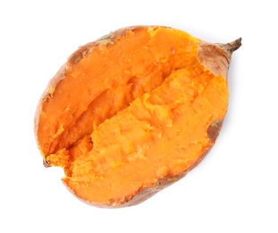 Delicious baked sweet potato on white background