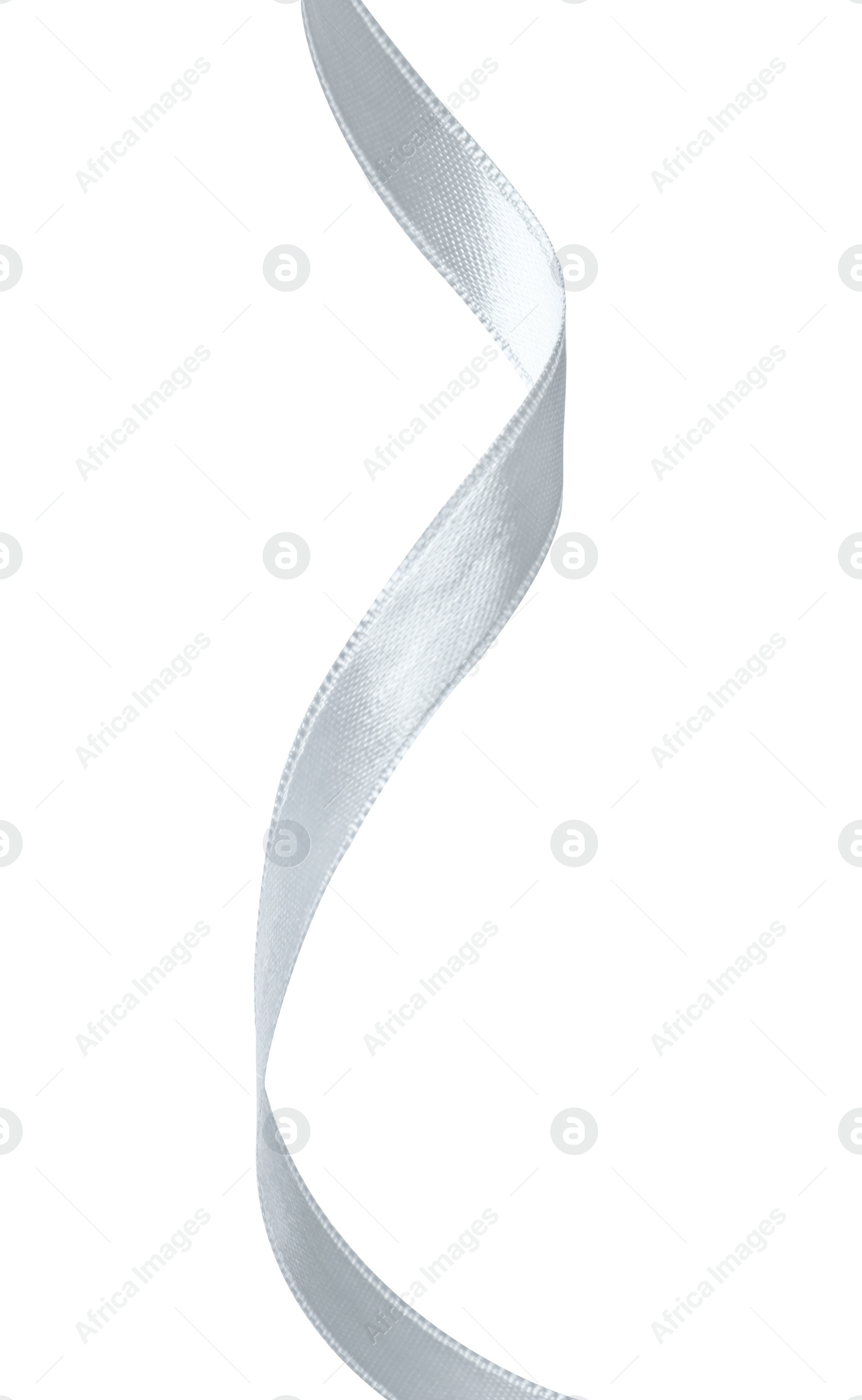 Image of One white satin ribbon isolated on white