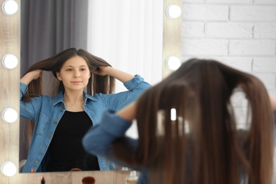 Attractive teenage girl in dressing room