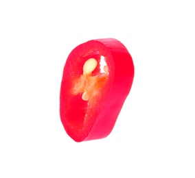Photo of Cut red chili pepper on white background