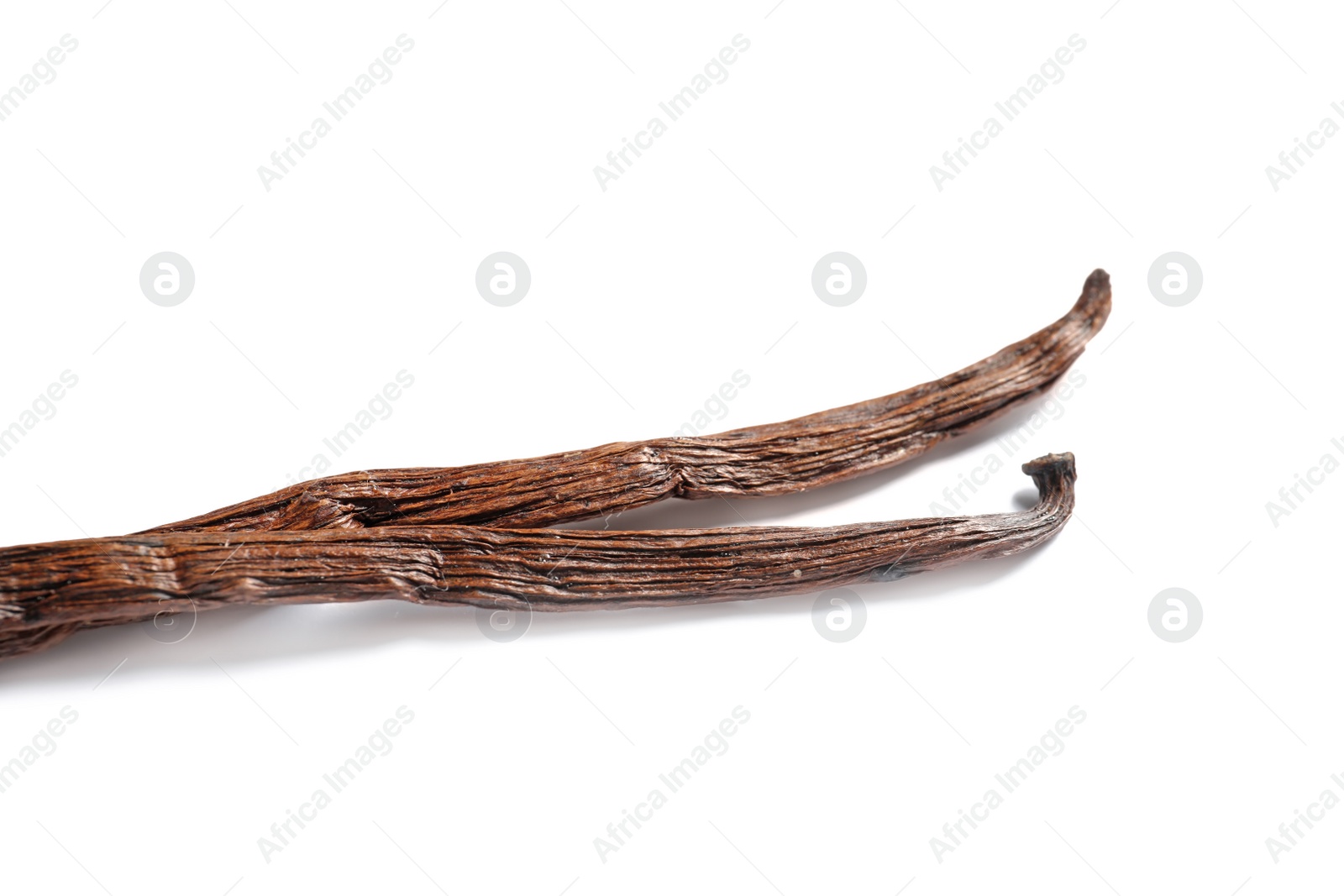 Photo of Aromatic vanilla sticks on white background