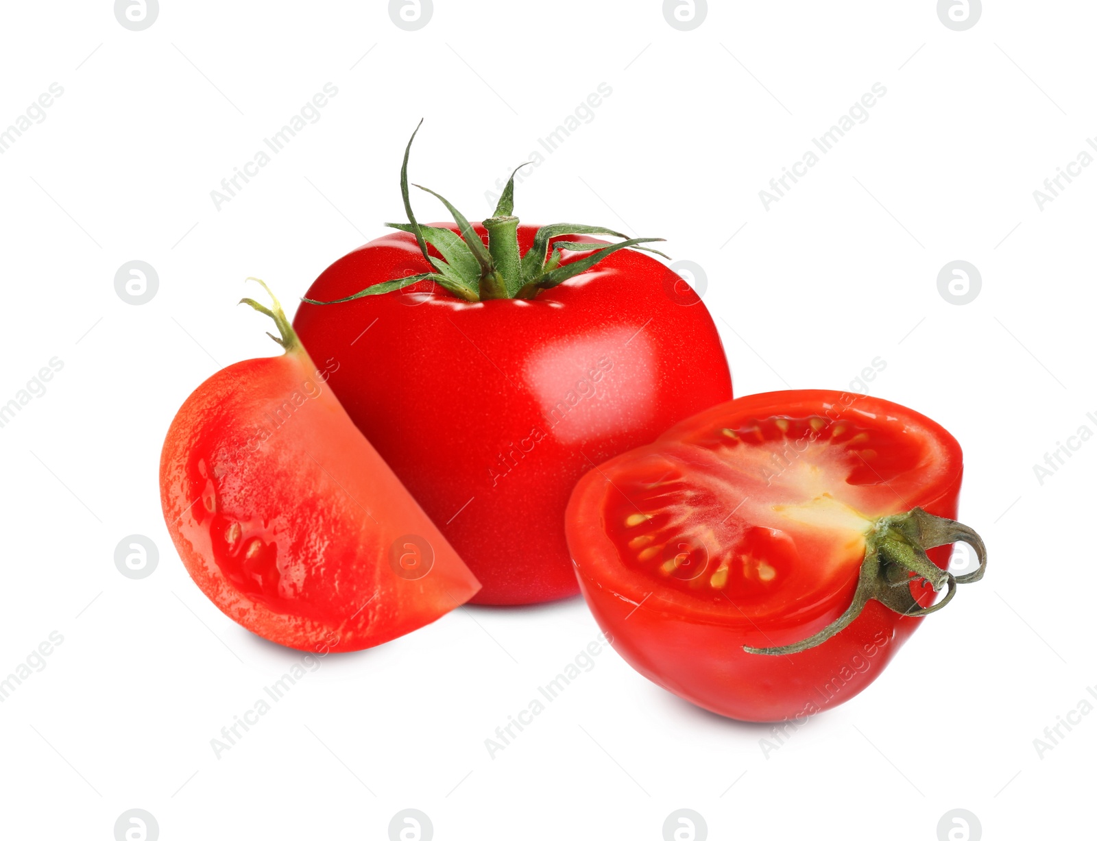 Image of Fresh ripe red tomatoes on white background