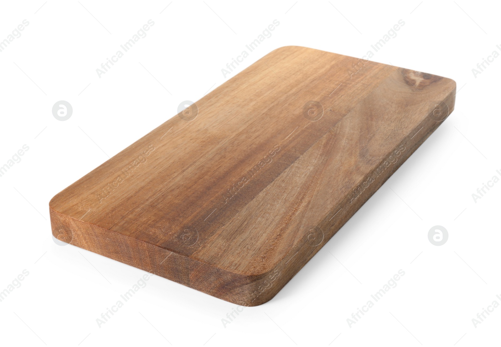 Photo of One wooden cutting board isolated on white