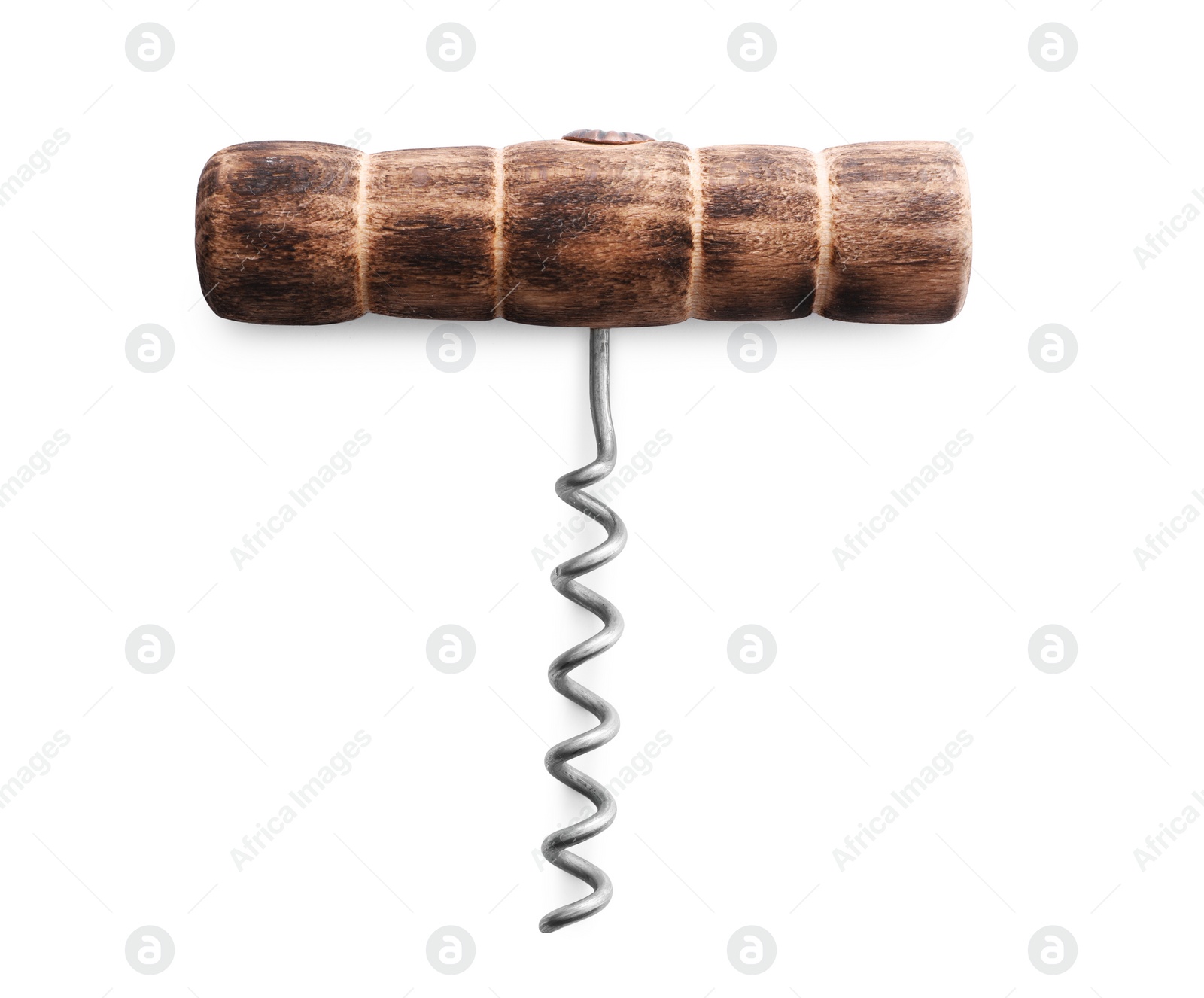 Photo of One corkscrew isolated on white, top view