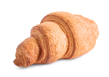 Tasty fresh crispy croissant isolated on white