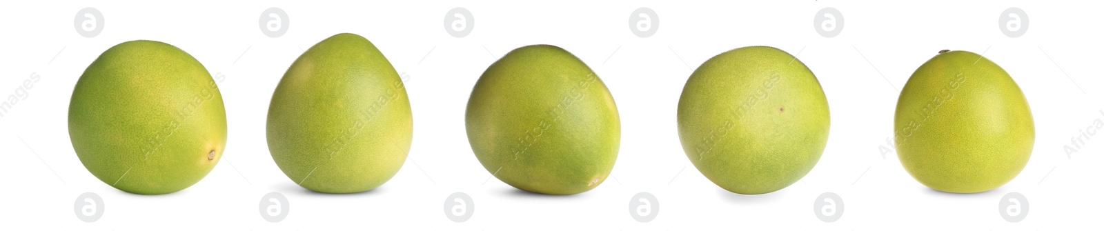 Image of Set of fresh pomelo fruits on white background