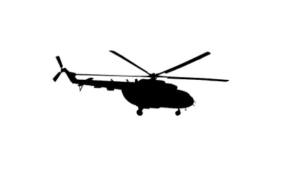 Image of Silhouette of army helicopter isolated on white. Military machinery