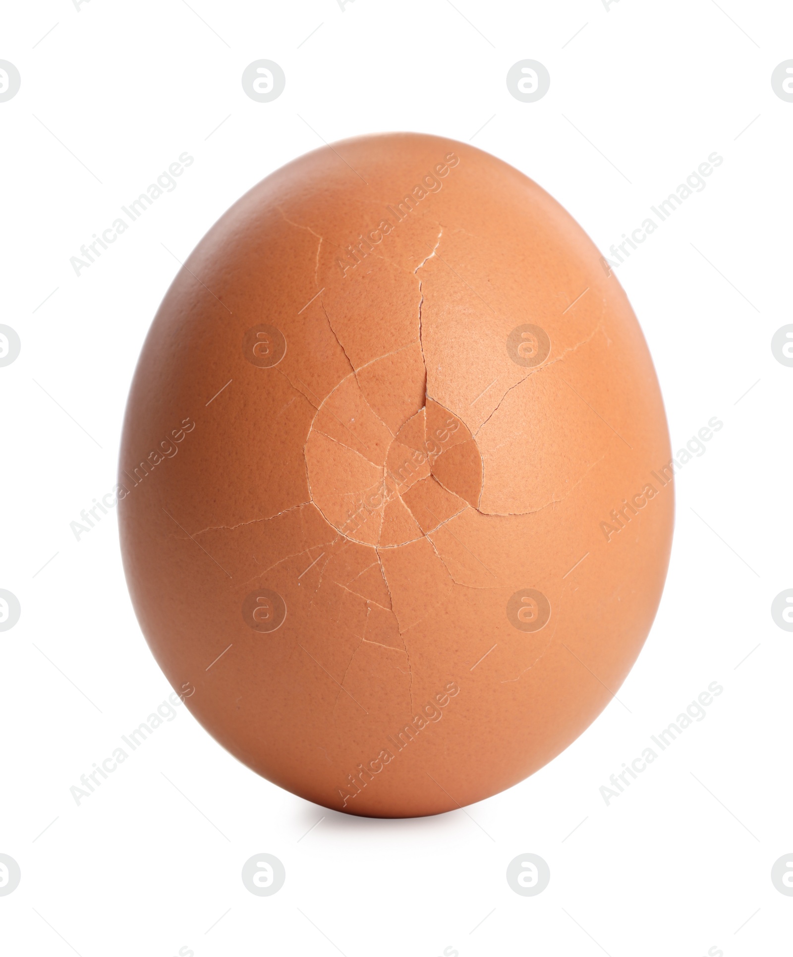 Photo of One cracked chicken egg isolated on white