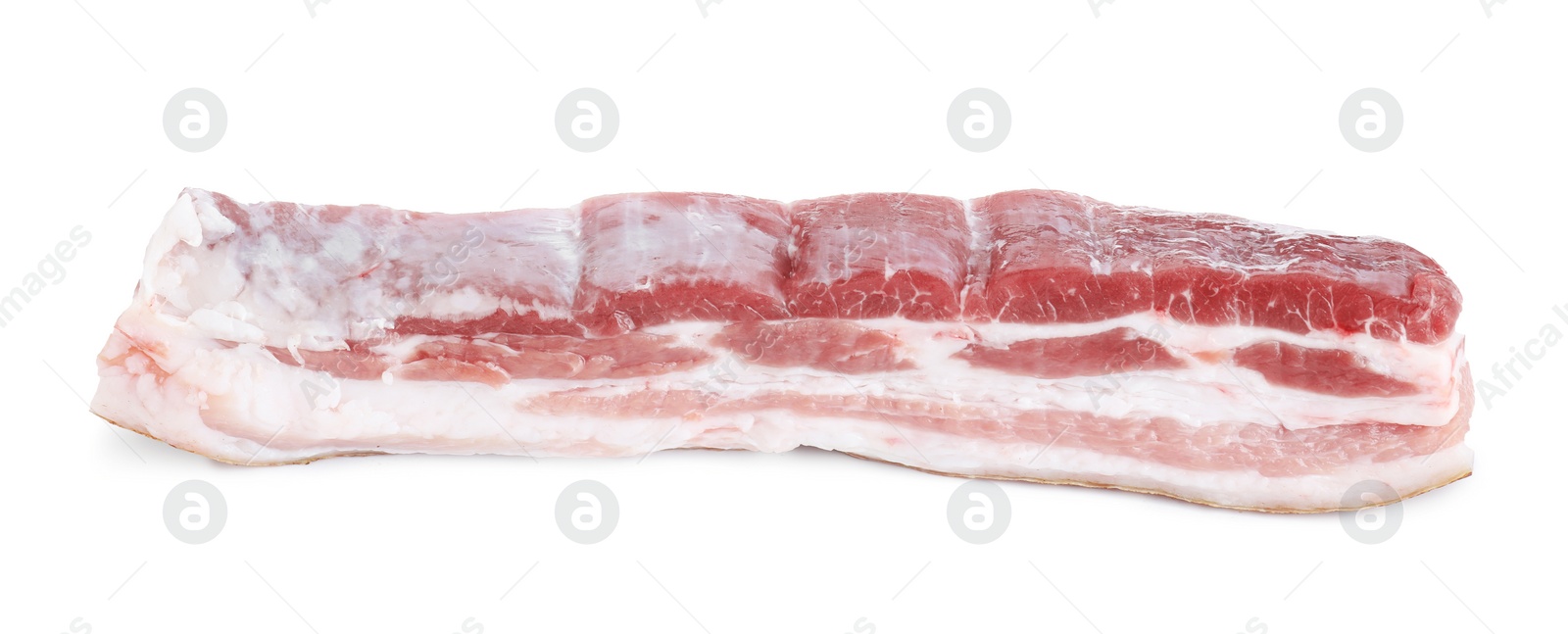 Photo of One piece of raw pork belly isolated on white