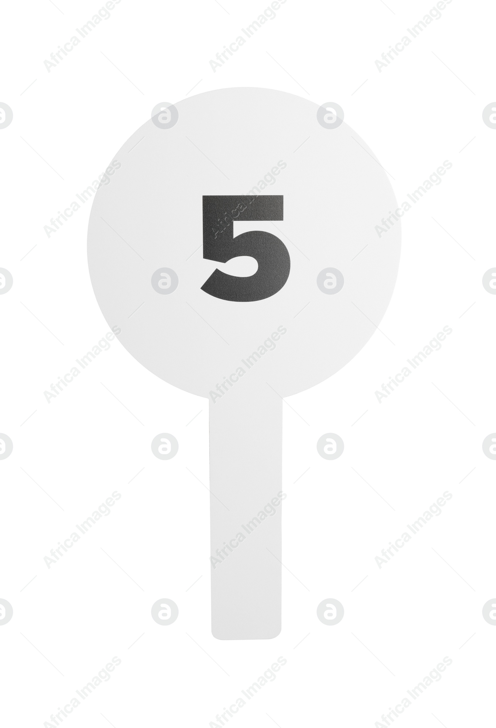 Photo of Auction paddle with number 5 isolated on white