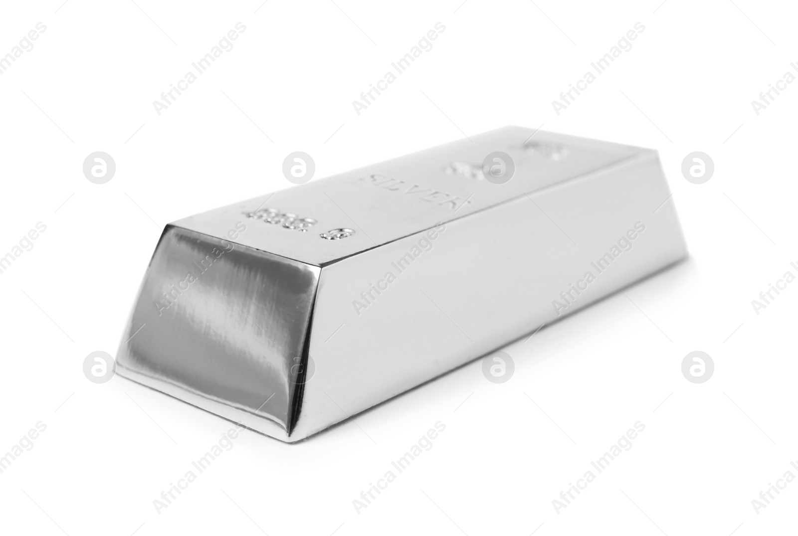 Image of One shining silver bar isolated on white