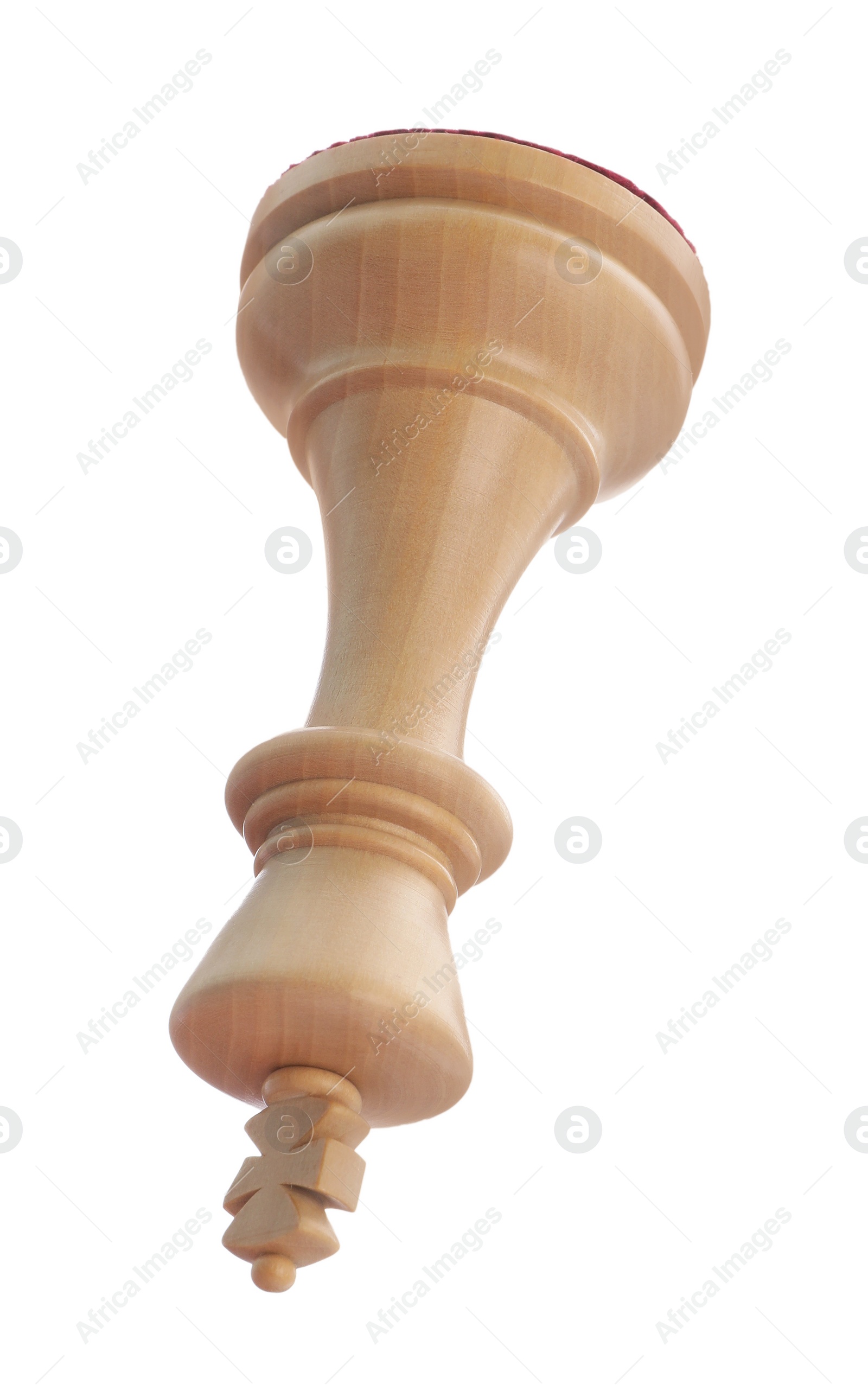 Photo of One wooden chess king isolated on white