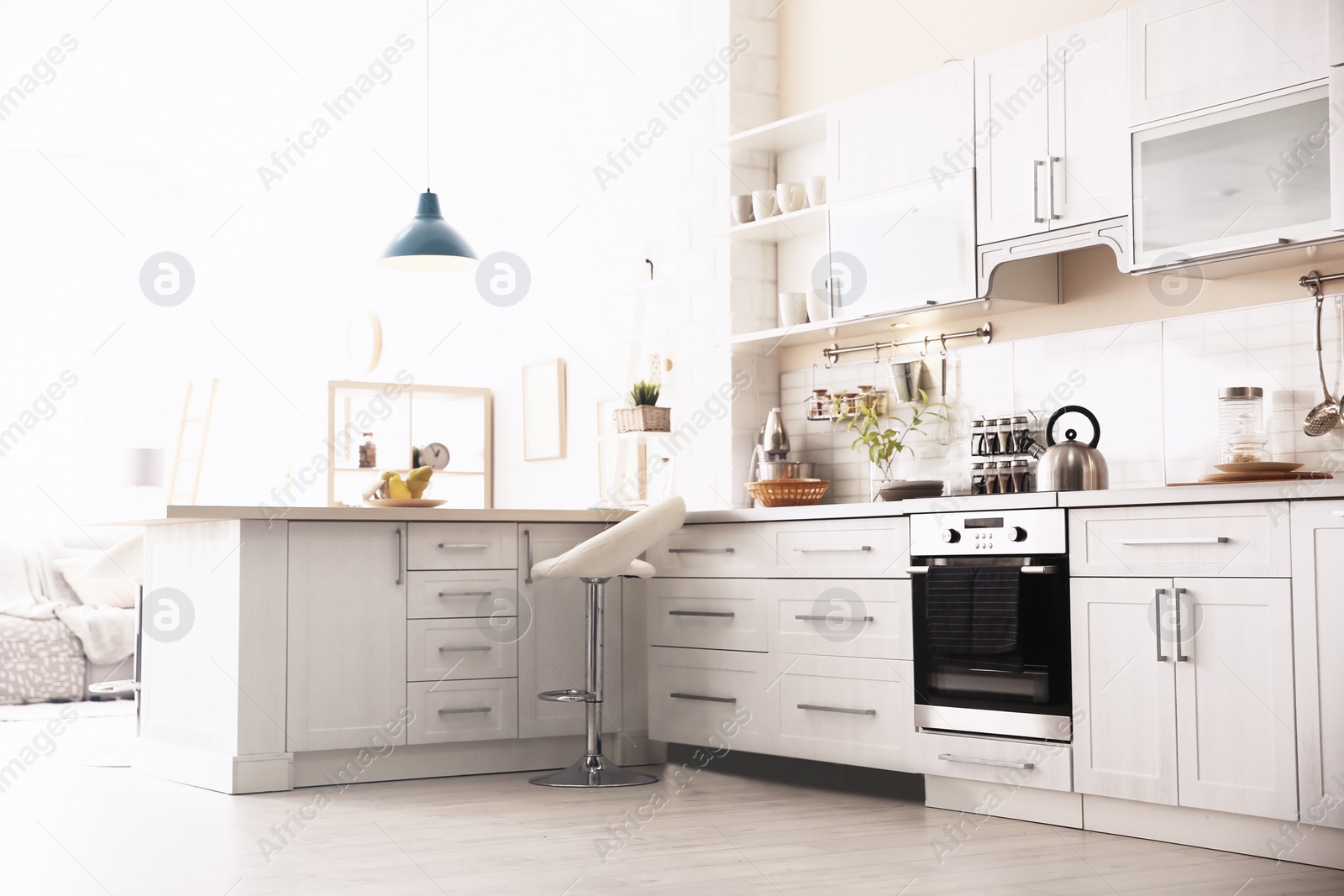 Photo of Stylish kitchen interior in apartment. Idea for home design