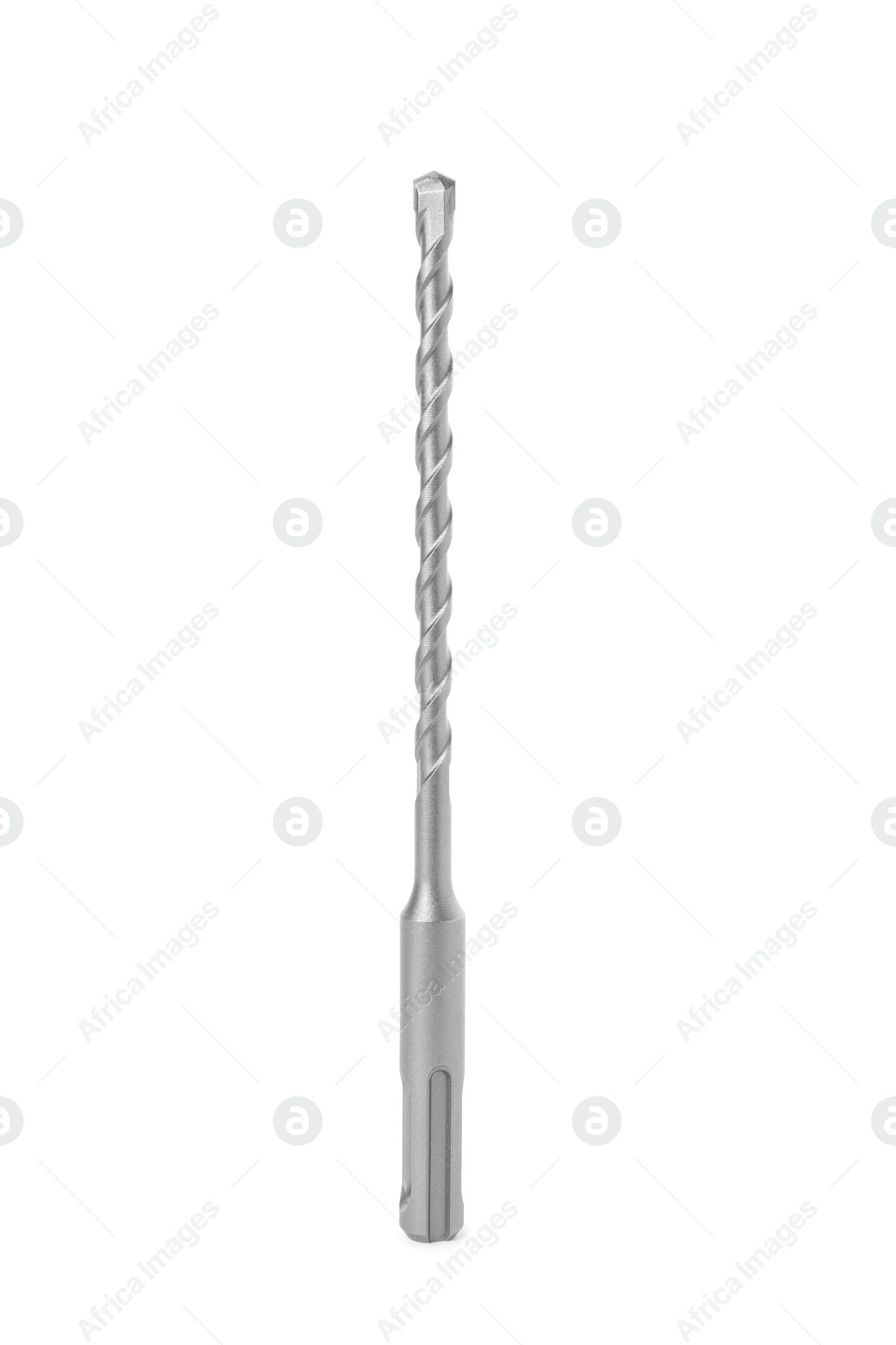 Photo of One twist drill bit isolated on white. Carpenter's tool