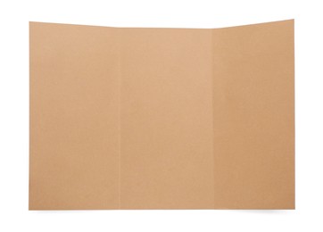 Photo of Sheet of brown paper on white background, top view