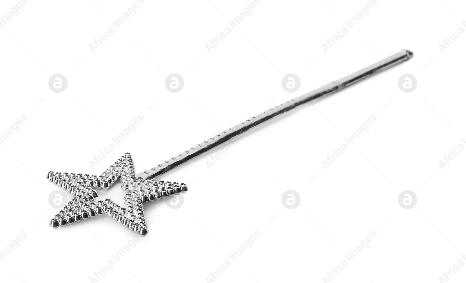 Photo of Beautiful silver magic wand isolated on white