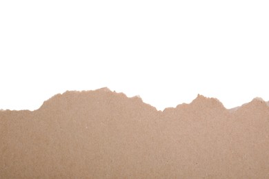 Photo of Piece of brown paper isolated on white, top view. Space for text