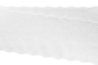 Beautiful lace isolated on white, top view