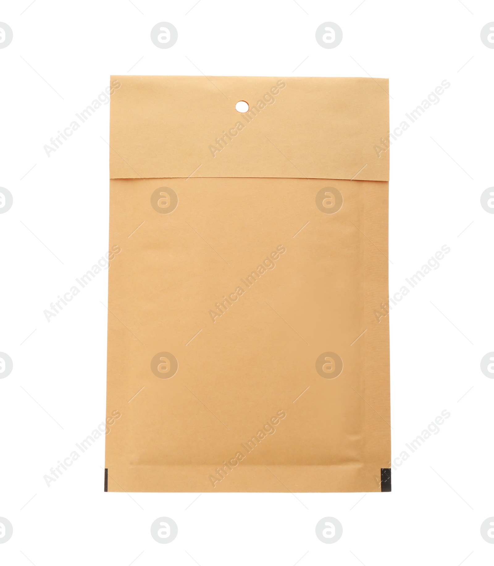 Photo of Kraft paper envelope isolated on white. Mail service