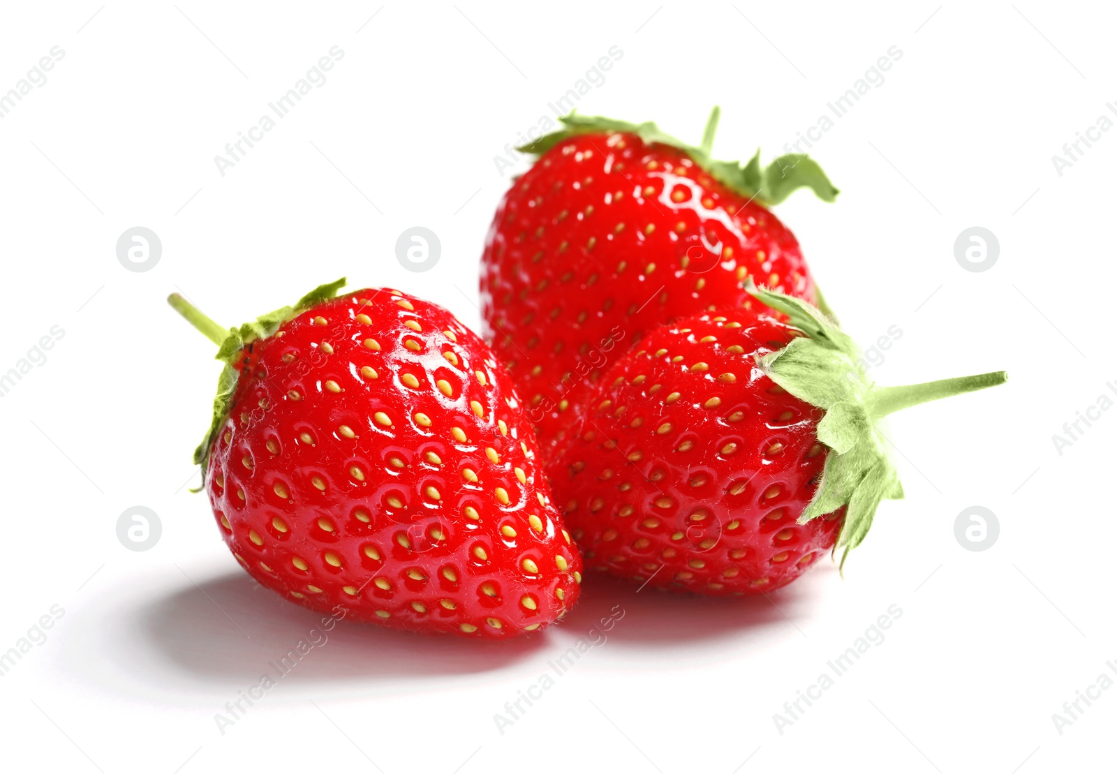 Photo of Fresh ripe red strawberries on white background