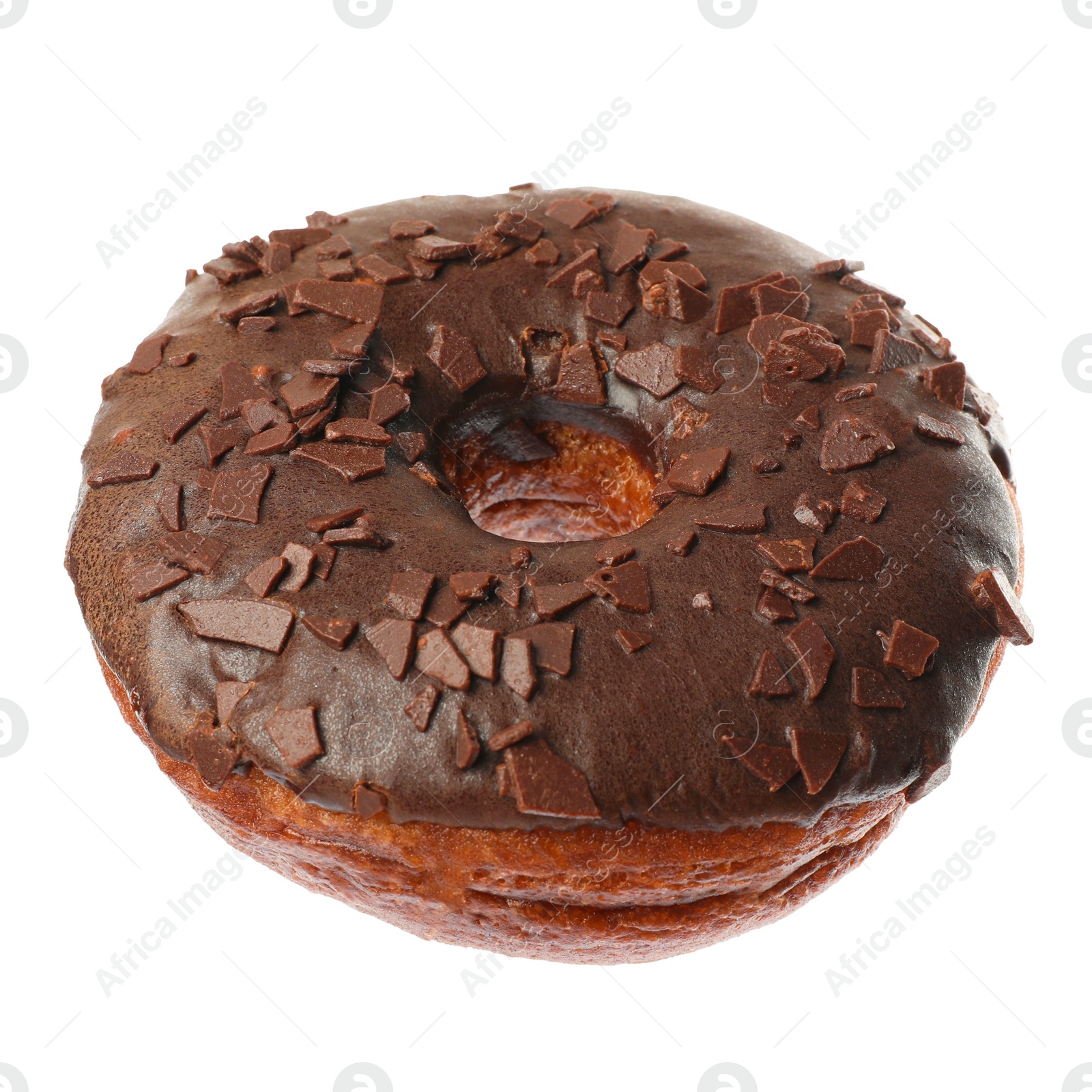 Photo of Sweet tasty glazed donut with chocolate isolated on white