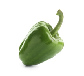 Ripe green bell pepper on white background