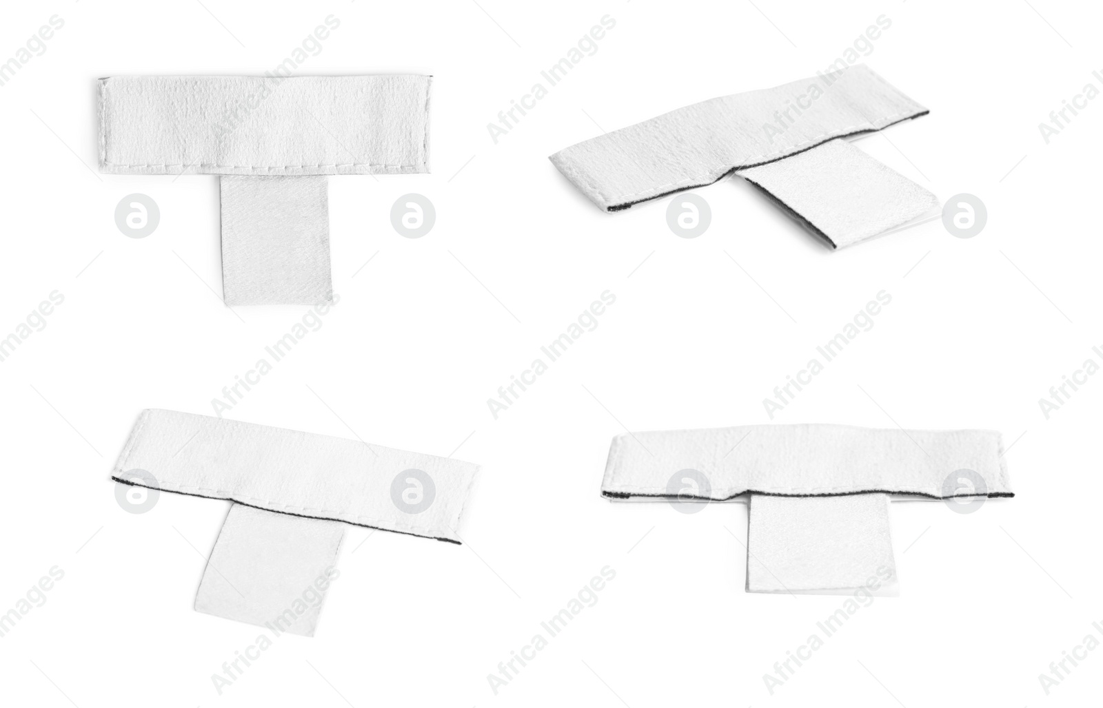 Image of Blank clothing labels on white background, collage