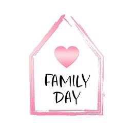 Happy Family Day. Illustration of house with heart on white background