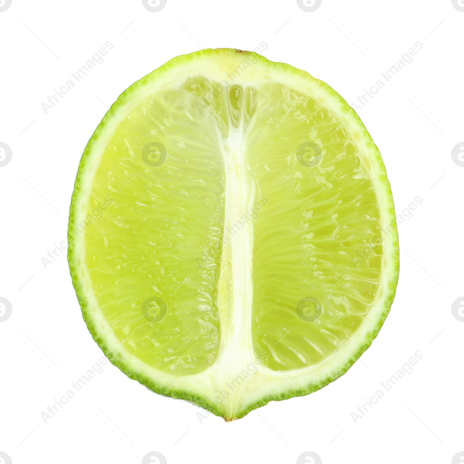 Photo of Half of fresh green ripe lime isolated on white