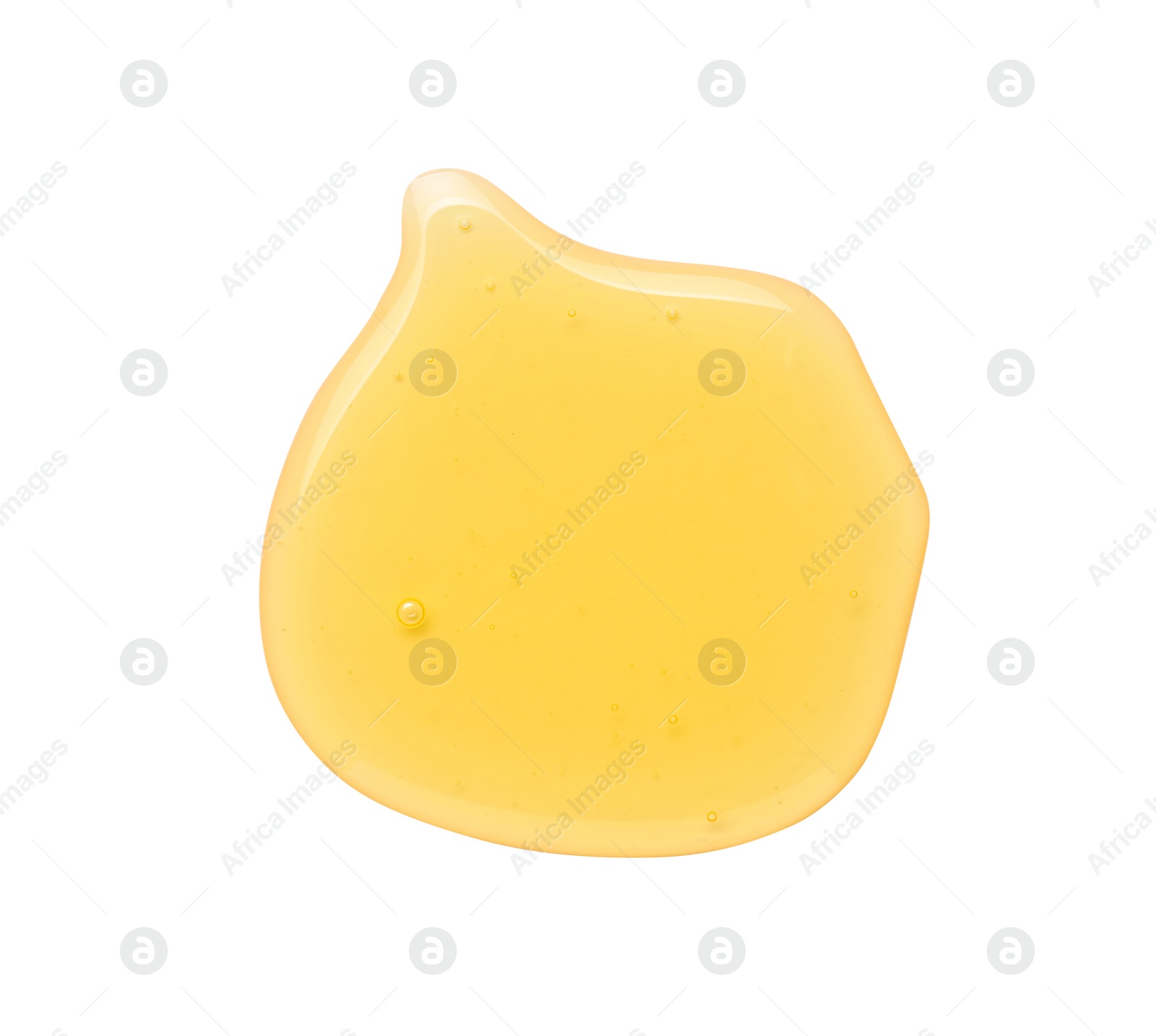 Photo of Drop of tasty natural honey isolated on white, top view