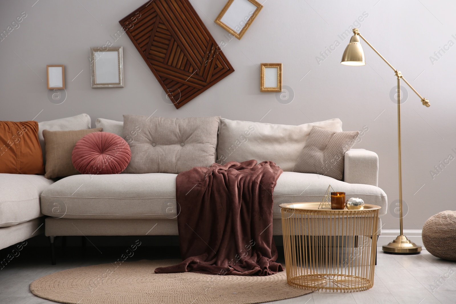 Photo of Modern living room interior with comfortable sofa