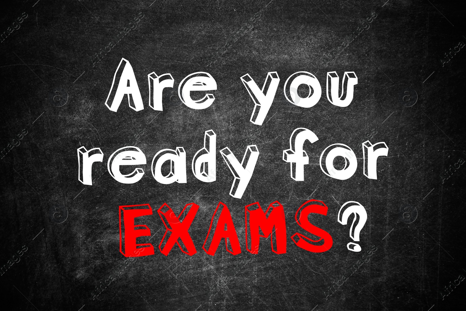 Image of Black chalkboard with phrase ARE YOU READY FOR EXAMS as background