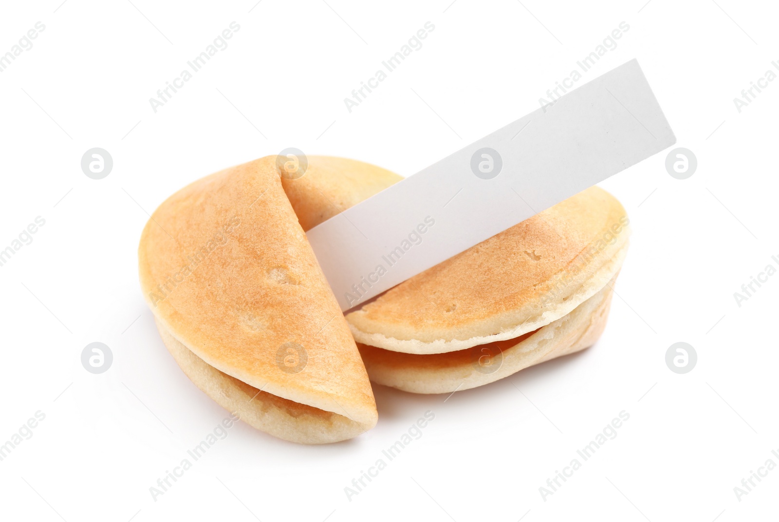 Photo of Traditional fortune cookies with prediction on white background