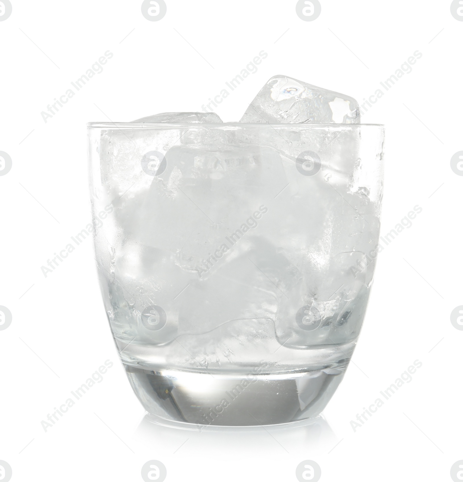 Photo of Ice cubes in glass isolated on white