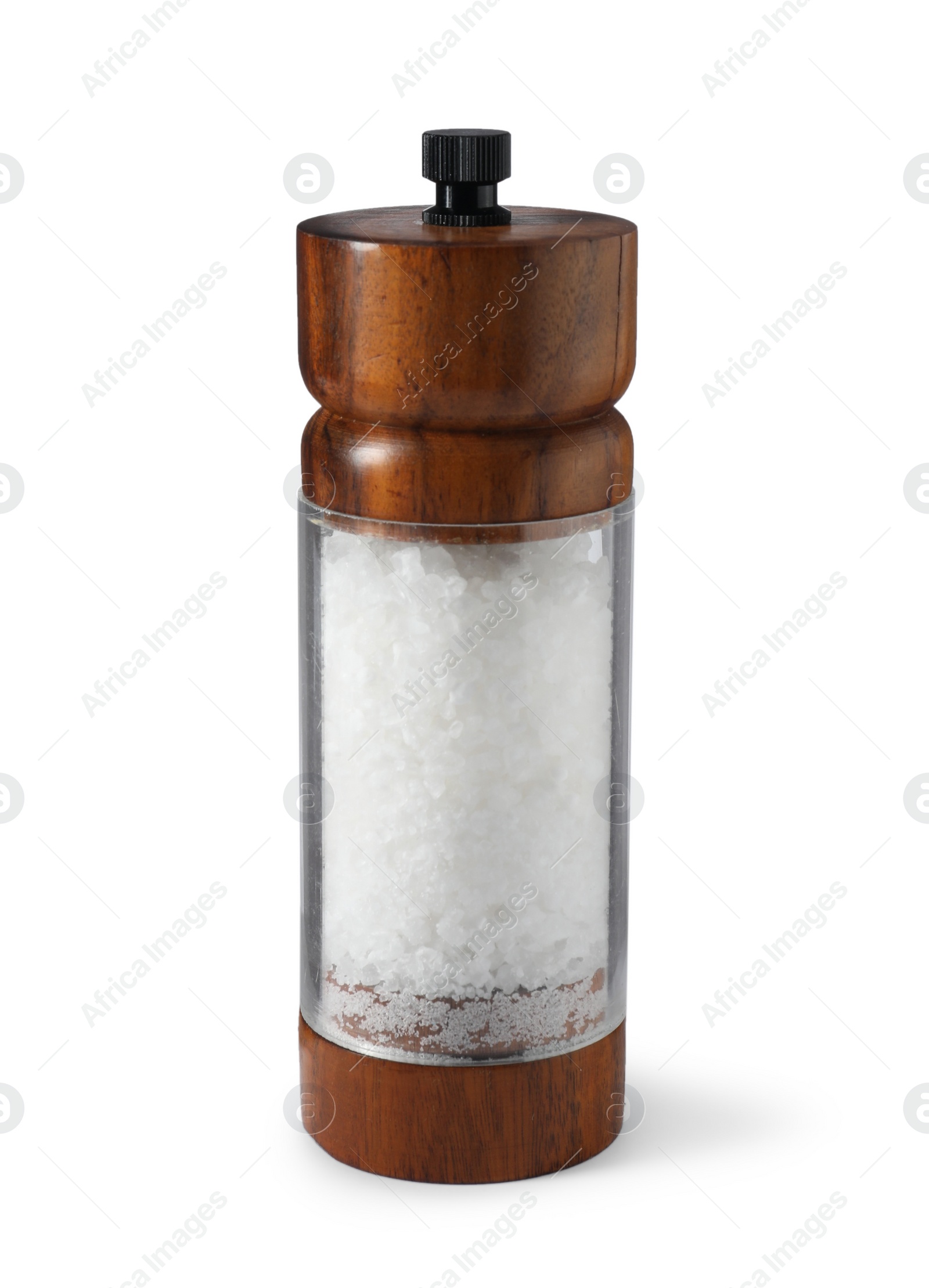 Photo of Salt shaker isolated on white. Kitchen utensil