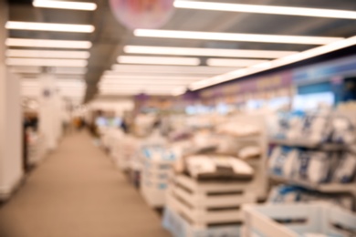 Blurred view of modern shopping mall interior