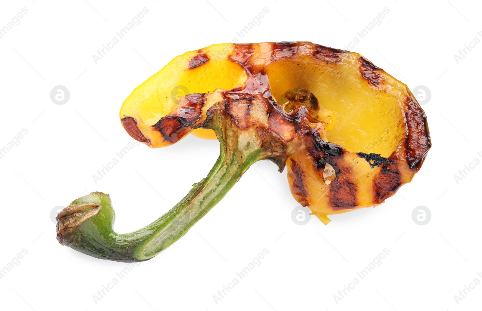 Photo of Slice of grilled yellow pepper isolated on white