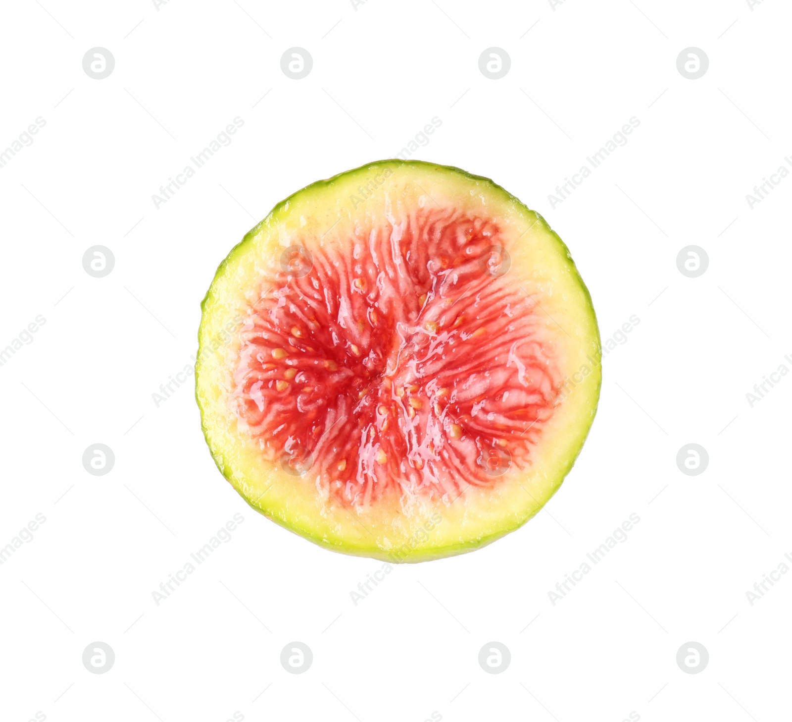 Photo of Piece of fresh green fig on white background